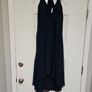 Elegant Navy Blue Halter Dress